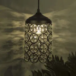 Homesake Black Half Cylinder Crystal Hanging Lamp - Set of 1-42