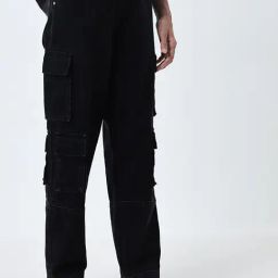 Nuon by Westside Black Cargo-Style Relaxed-Fit Mid-Rise Jeans-image-33