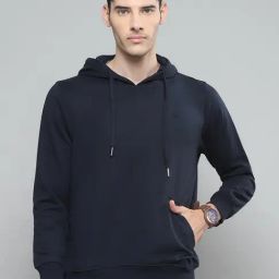Cloak & Decker Mens Solid Navy Blue Hooded Neck Full Sleeve Sweatshirt-picture-44