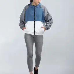 Chkokko Blue & White Color-Block Jacket image 5