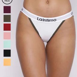 La Intimo Multicolored Comfort Fit Panties - Pack Of 8-image-41