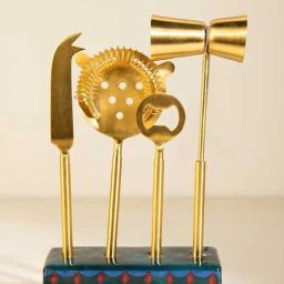 Sun Seeker Handcrafted Brass And Wooden Bar Tools Set-image-58