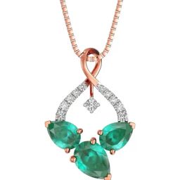 Joyalukkas 18k (750) Purity Rose Gold Emerald Glimmer Diamond Pendent-image-32