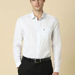 Allen Solly White Cotton Slim Fit Striped Shirt-image-26