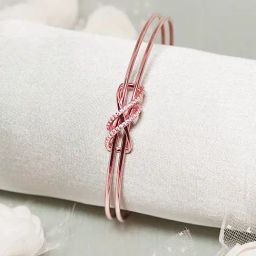 GIVA 925 Sterling Silver Rose Gold Dual Entangle Bracelet Adjustable For Women-image-2
