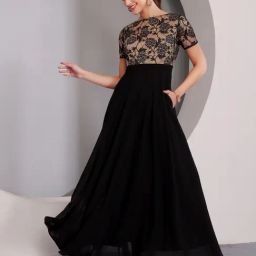Miss Chase Black Relaxed Fit Self Pattern Dress-picture-28