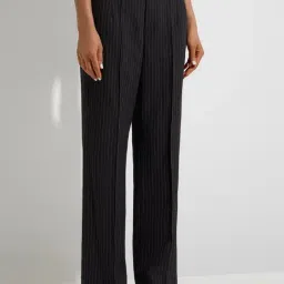 Wardrobe by Westside Black Pinstriped High-Rise Trousers-picture-12
