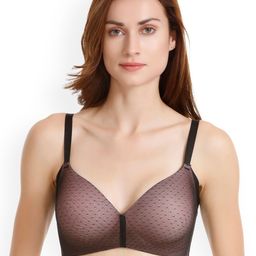 Zivame Black Self Design Non-Wired Lightly Padded T-shirt Bra PY1030FASHBLACK-3