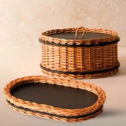 Peepul Tree Wicker & Wood Storage Box With Lid & Serving Tray Combo | Handcrafted in Kashmir-9