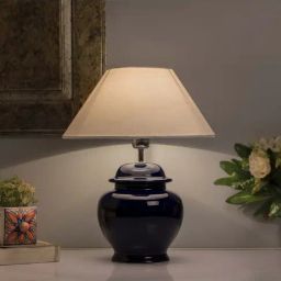 Homesake Navy Ceramic Guard Shaped Table Lamps with White Shade - Set of 2-11