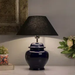 Homesake Navy Ceramic Guard Shaped Table Lamps with Black Shade - Set of 2-18