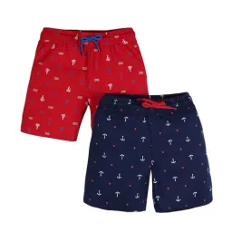 Plum Tree Kids Navy & Red Printed Shorts (Pack Of 2)-image-58
