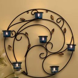 Homesake 'Christmas' Black & Blue Metal 5-in-1 Wall Candle Holder With Tea Light Candle-image-87