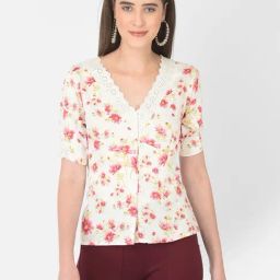 Latin Quarters Beige Printed V Neck Shirt-image-34