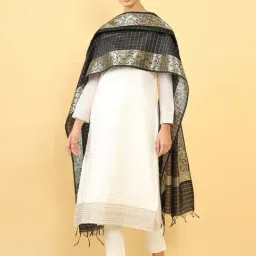 Soch Black Woven Pattern Dupatta-image-31