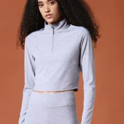 Only Grey Self Design Crop Top-image-87