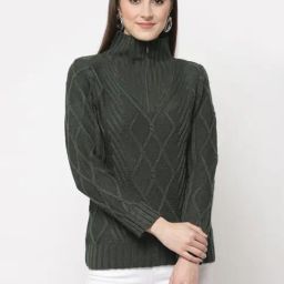 Club York Olive Green Crochet Pattern Pullover-image-63