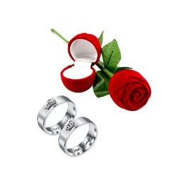 Peora Valentine's Day Hamper of Couple Ring with Red Rose Box-image-49