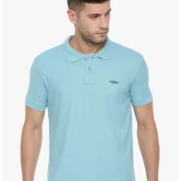 Force NXT Aqua Blue Cotton Regular Fit Polo T-Shirt-48