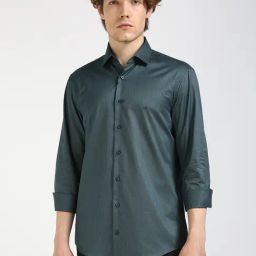 Calvin Klein Grey Cotton Regular Fit Texture Shirt-image-93