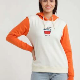 Zink London Off-White Blended Printed Hoodie-image-60