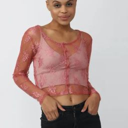 Forever 21 Pink Lace Crop Top-image-25