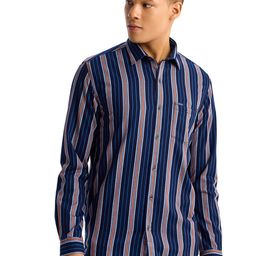 Red Flame Men Opaque Striped Casual Shirt-image-7