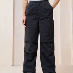 Bewakoof Black Relaxed Fit High Rise Parachute Pants-picture-22