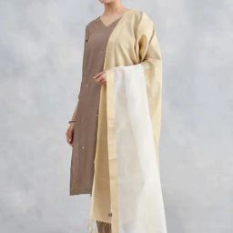 Fabindia Off White & Gold Woven Dupatta-picture-21