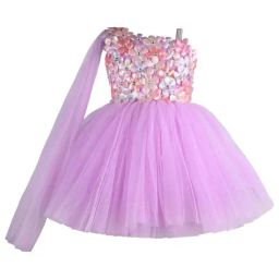 Wish Karo Kids Purple Applique Frock-image-62