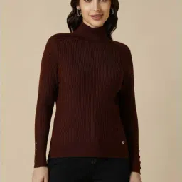 Allen Solly Maroon Striped Sweater-picture-2