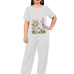 BlueWears Embroidery T-Shirt & Trousers Co-Ords Set-image-130