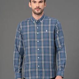 Red Tape Blue Cotton Polyblend Checks Regular Fit Casual Shirt-image-43