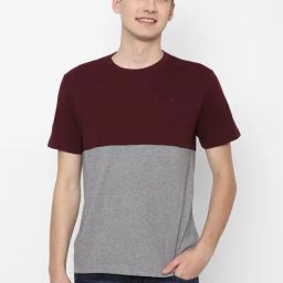 American Eagle Maroon Colorblock T-Shirts-image-18