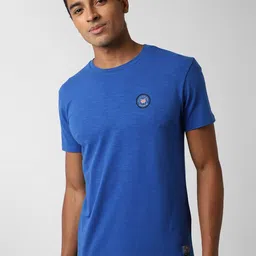 Peter England Casuals Men Blue Slim Fit T-shirt-image-26
