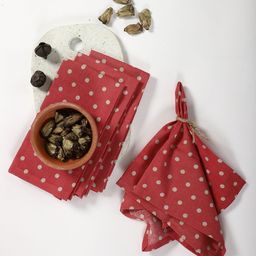 Contrast Living Set Of 4 Red & White Printed Table Napkins-28
