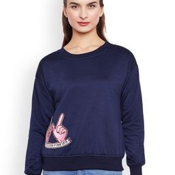 Belle Fille Women Navy Blue Solid Sweatshirt-image-54