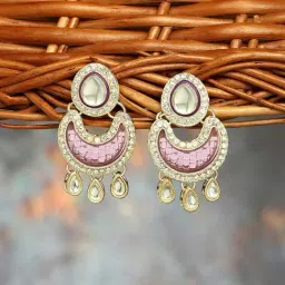 Zaveri Pearls Purple Austrian Diamonds & Kundan Drop Earring-ZPFK16679-image-81
