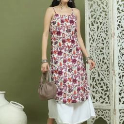 Jompers Purple Regular Fit Floral Print Kurtas-image-65
