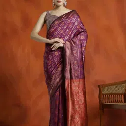 Jaipur Kurti Purple Woven Saree With Unstitched Blouse-picture-19
