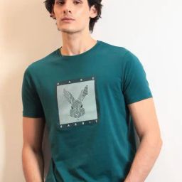 Rare Rabbit Green Slim Fit Graphic T-Shirt-image-54