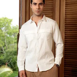 Campus Sutra Chalk White Aztec-Tactile Modular Shirt-picture-43