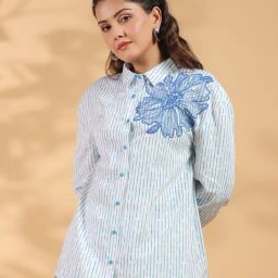 Zolo Label Blue Cotton Regular Fit Shirt-image-56