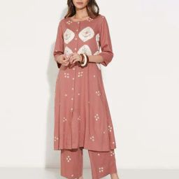 Rangmanch By Pantaloons Coral Pink Regular Fit Printed Kurta-picture-25