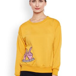 Belle Fille Women Mustard Solid Sweatshirt-image-104