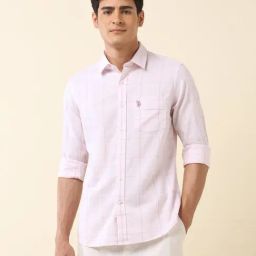 U.S. Polo Assn. Pink Cotton Regular Fit Checks Shirt-picture-24