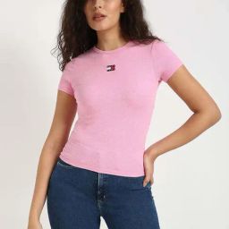 Tommy Hilfiger Pink Cotton Solid T-Shirt-image-51