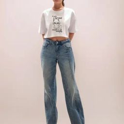 Zink London White Cotton Graphic Cropped T-Shirt-picture-41