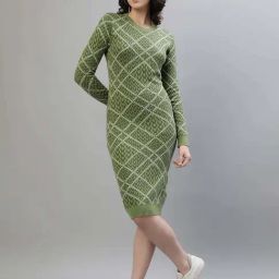 Iconic Green Cotton Printed Bodycon Dress-image-34