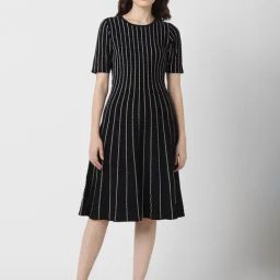 Van Heusen Black Striped Empire-line Dress-image-24